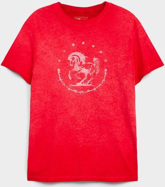 Djab Mens Oil-wash graphic T-shirt Retro fit