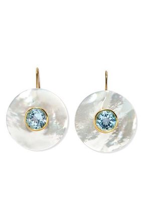 Lizzie Fortunato Taj Mother-of-Pearl Disc Drop Earrings in Blue/White at Nordstrom
