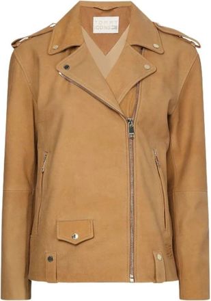 Tommy Hilfiger Lichtbruin Su&egrave;de Bikerjack - Dames - Zomerjassen - Beige - L - Su&egrave;de - Jassen