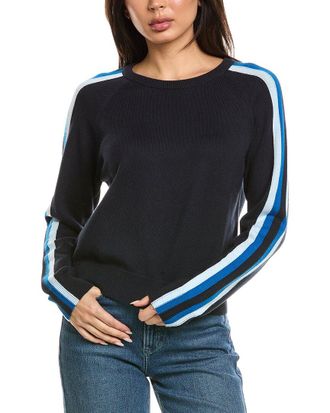 Brodie Varsity Crewneck Cashmere-Blend Sweater