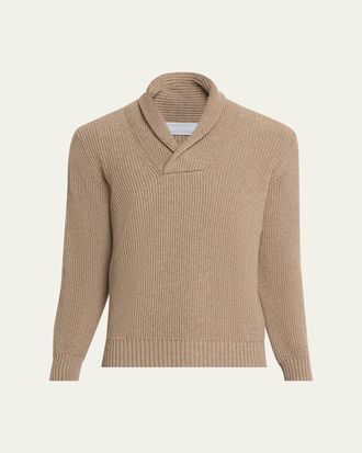 Anderson & Sheppard Mens Cashmere Rib Shawl Sweater