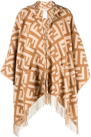 Fendi FF Logo Fringed Cashmere Poncho - Womens - Cashmere