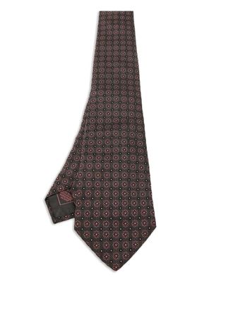 Brioni floral-pattern silk tie - Brown