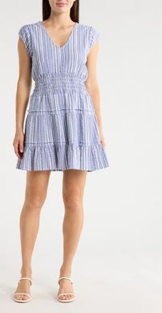 Maisie Smocked Waist Minidress in Blue/White Stripe at Nordstrom Rack, Size X-Large