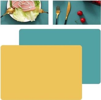 OEM Manteles Individuales De Silicona - Verde Y Amarillo - 40 X 30 Cm - Juego De 4