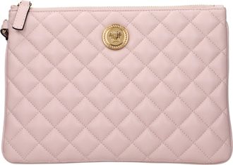 Versace Pink Leather Clutch Womens Bag
