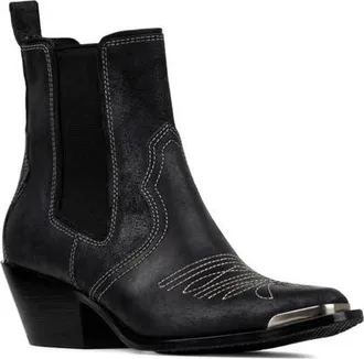 Donald J Pliner Tayden Western Chelsea Boot in Black at Nordstrom, Size 6.5