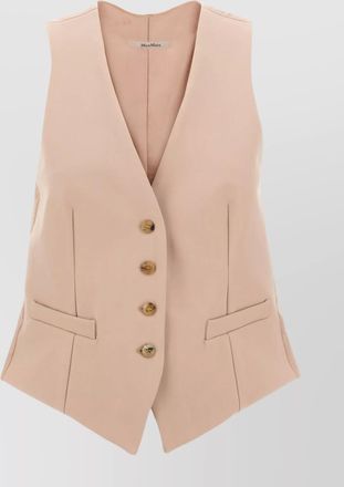 Max Mara sleeveless v-neck vest with adjustable back strap