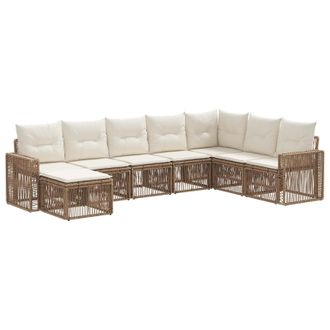 vidaXL Conjunto De Sof&aacute;s De Jard&iacute;n 8 Pcs Beige Y Blanco Crema Vidaxl