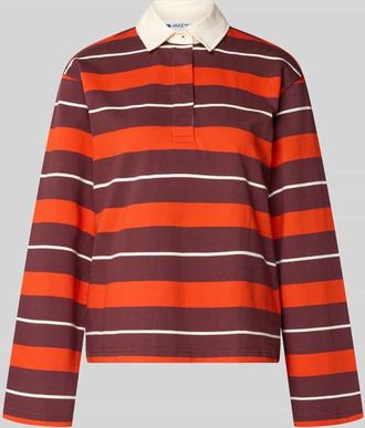 Jake*s Casual Sweatshirt mit Polokragen in Aubergine, Größe XXL