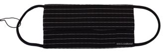 Dolce & Gabbana Womens Black White Stripes Elastic Ear Strap One Size Face Mask And Polyester Silk Accessory