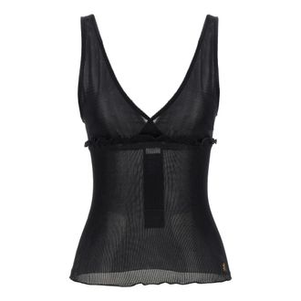 Saint Laurent Cassandre Tank Top - female - Saint Laurent - Sleeveless Tops - Black - L - Tops