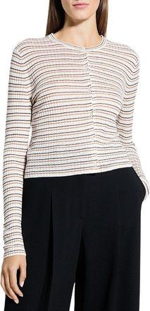 Theory Linen-Blend Crop Cardigan