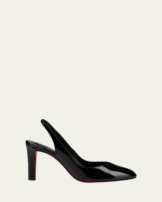 Christian Louboutin 85mm Fannylove Patent Leather Slingback Pumps