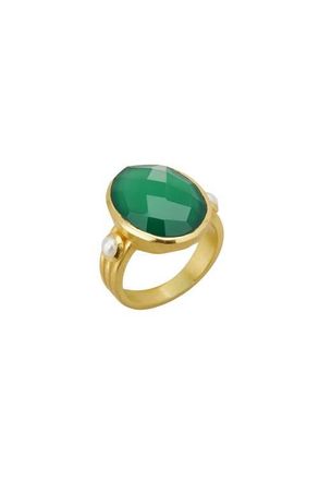 Murkani Green Onyx & Pearl Ring 5 in Yellow Gold at Nordstrom