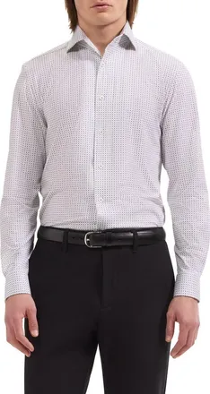 Bugatchi Devon Long Sleeve OoohCotton Shirt in White at Nordstrom, Size Xxx-Large