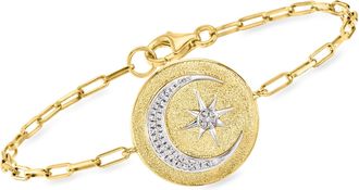 Ross-Simons Diamond Celestial Paper Clip Link Bracelet in 18kt Gold Over Sterling