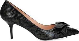 Love Moschino Pumps met slangen-effect en strik - Zwart