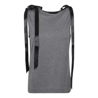 Simone Rocha Sleeveless Tops, female, Gray, S, Bow Ribbon Tail Tank