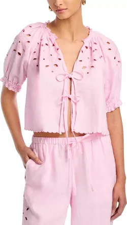 Rails Lizbeth Linen Top In Cherry Blossom Eyelet