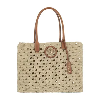 Versace Tote Bags, female, Beige, Size: ONE SIZE La Medusa Canvas Tote