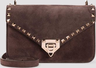 Valentino Garavani Borsa a spalla piccola Rockstud in pelle scamosciata Valentino Garavani