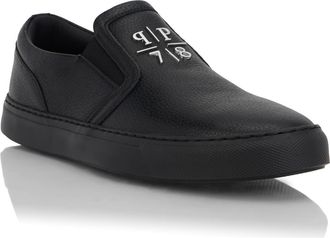 Philipp Plein Deer Print Leather Slip On Unisex in Black/black at Nordstrom, Size 39
