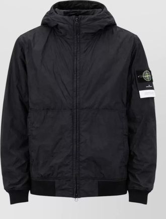 Stone Island hooded logo-patch bomber jacket