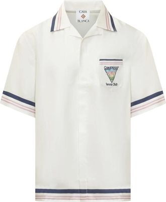 Casablanca Camp-Collar Kortarmet Skjorte - Heren - Korte mouwen Overhemden - Wit - 3XL - Overhemden