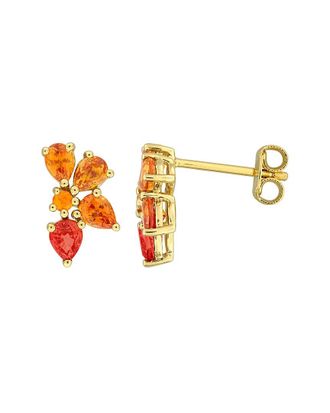 Rina Limor Gold Over Silver 1.48 ct. tw. Light Orange Sapphire, Orange Red Sapphire, Orange Sapphire Drop Earrings