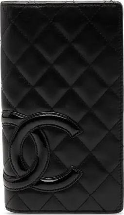 Chanel Portafoglio bi-fold Cambon Ligne in pelle di agnello trapuntata 2009-2010 - Nero