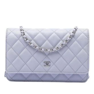 Chanel Pre-owned Quilted Caviar Crossbody Bag - Dames - Pre-owned - Paars - Maat: ONE Size Leer