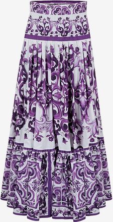 Dolce & Gabbana Maxirock aus Popeline mit Print Majolica