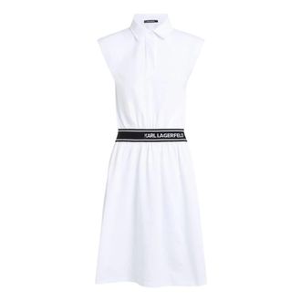 Karl Lagerfeld Kleedjes, Dames, Wit, M, Katoen, Kleding en katoenen pakken