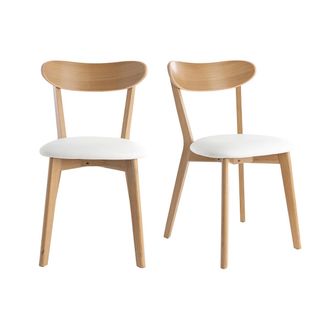 Miliboo Set De 2 Sillas Vintage De Roble Con Asiento Blanco Dove