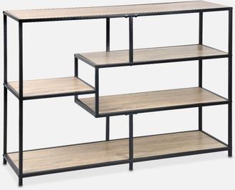 Sweeek Sweeek - Estantería industrial de metal y efecto madera, 5 niveles, Loft, Madera, 114x33x78 cm