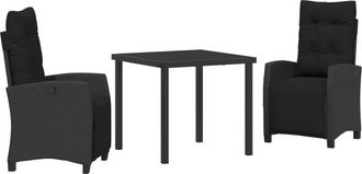 vidaXL Garden Dining Set 3 pcs Black Poly Rattan Vidaxl