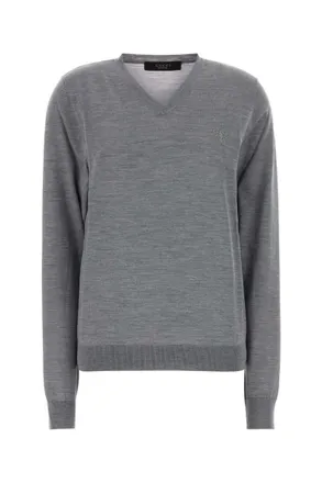 Gucci Grey Solid V Neck Sweater