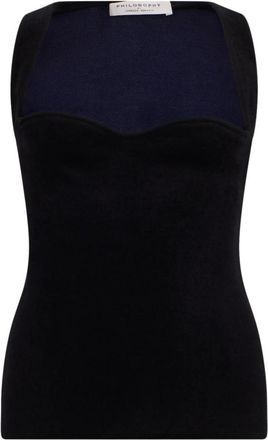 Philosophy di Lorenzo Serafini Tops, Dames, Zwart, M, Mouwloze top met hartvormige halslijn