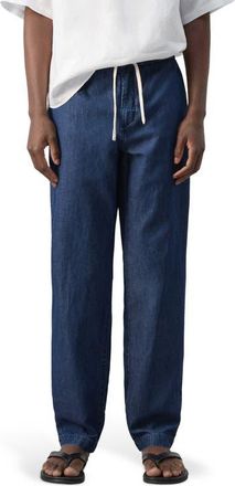 Mango Regular Fit Drawstring Waist Jeans in Dark Blue at Nordstrom, Size 36