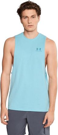 Under Armour Logo Cutoff Tank Top Mens T Shirt Blue Haze/Boundless Blue : MD, Polyester