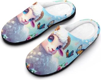 Generic Sheep Flowers Mens Slippers Comfortable And Non-slip Cotton Slipper Shoe for House