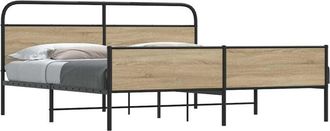 vidaXL Vidaxl - Estructura De Cama Sin Colch&oacute;n Metal Roble Ahumado 193x203 Cm