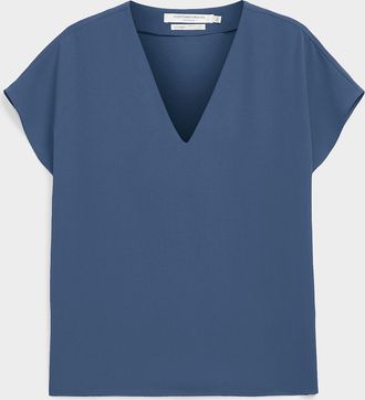 Contemporaine Womens Cap-sleeve flowy blouse