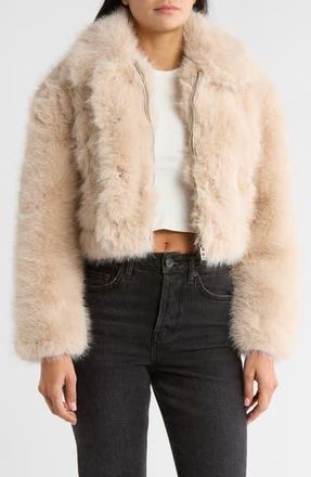 Blank NYC Gram Moment Faux Fur Crop Bomber Jacket at Nordstrom Rack, Size Large