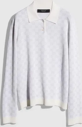 Gucci Fine Knit Viscose GG Jacquard Sweater, White, Ready-to-wear