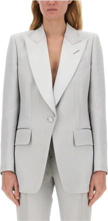 Tom Ford Shawl Revers Single-Button Blazer - Dames - Blazers - Grijs - S - Leer - Jassen