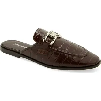 Jeffrey Campbell Womens Moment Flat Shoes In Dark Brown Croc
