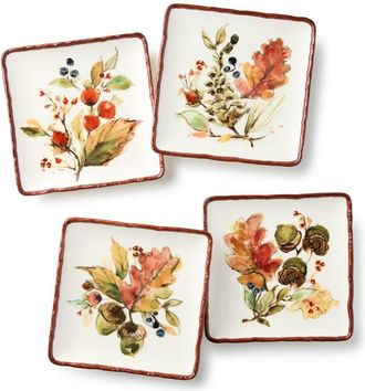Certified International Autumn Meadows Set Of 4 Canape Plates