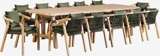 Sklum Set De Mesa Rectangular (300x100 Cm) Y 12 Sillas De Comedor En Madera De Acacia Dubai Sklum